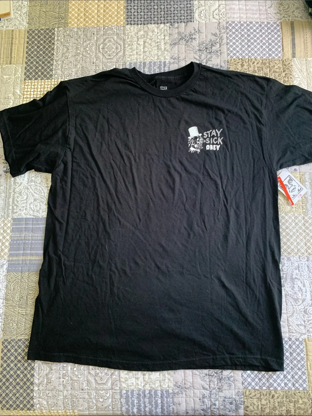 Obey Black 'Stay Sick' Short Sleeve Graphic Tee - Picture 3 of 9